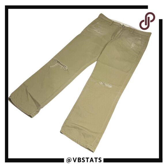 AG Adriano Goldschmied Womens Distressed Ex-Boyfriend Khaki Crop Pants Tan Sz 25 - Picture 1 of 11